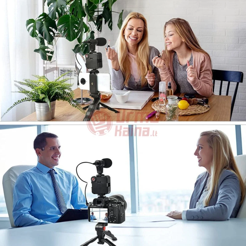 Mikroskopas Filmavimo rinkinys telefonui - mikrofonas trikojis ir blykstė AY-49