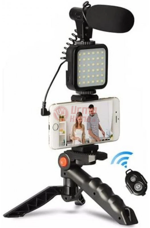 Mikroskopas Filmavimo rinkinys telefonui - mikrofonas trikojis ir blykstė AY-49