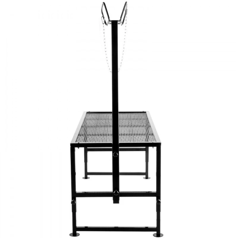 Galvijų ir ožkų kirpimo stovas su tiesiu galvos laikikliu 130x58 cm metalinis rėmas juodas
