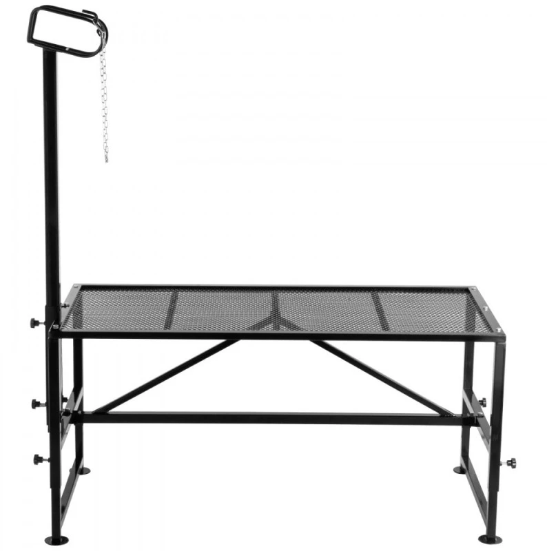 Galvijų ir ožkų kirpimo stovas su tiesiu galvos laikikliu 130x58 cm metalinis rėmas juodas