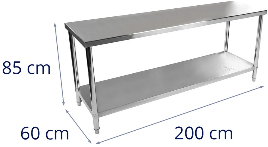 Gastronominis plieno darbo stalas su lentyna 200x60cm