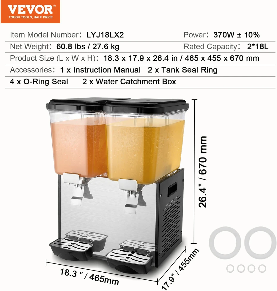Gėrimų dispenseris 370 W talpa 18 l