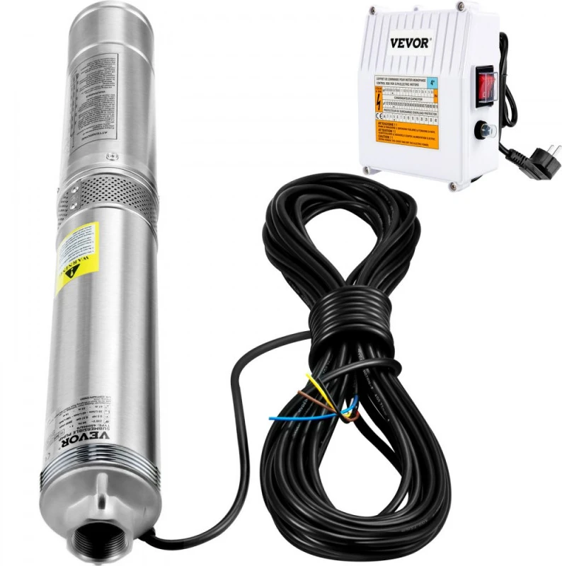 Giliavandenis siurblys. 1100W. 190 l/min. 57 m kėlimo aukštis. 20 m laidas. su valdymo dėžute. skersmuo 102 mm