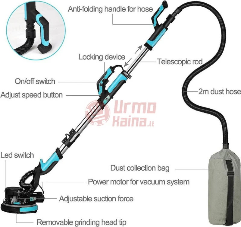 Gipso glaisto šlifuoklis (žirafa) BOXER BX700 2200W 230V
