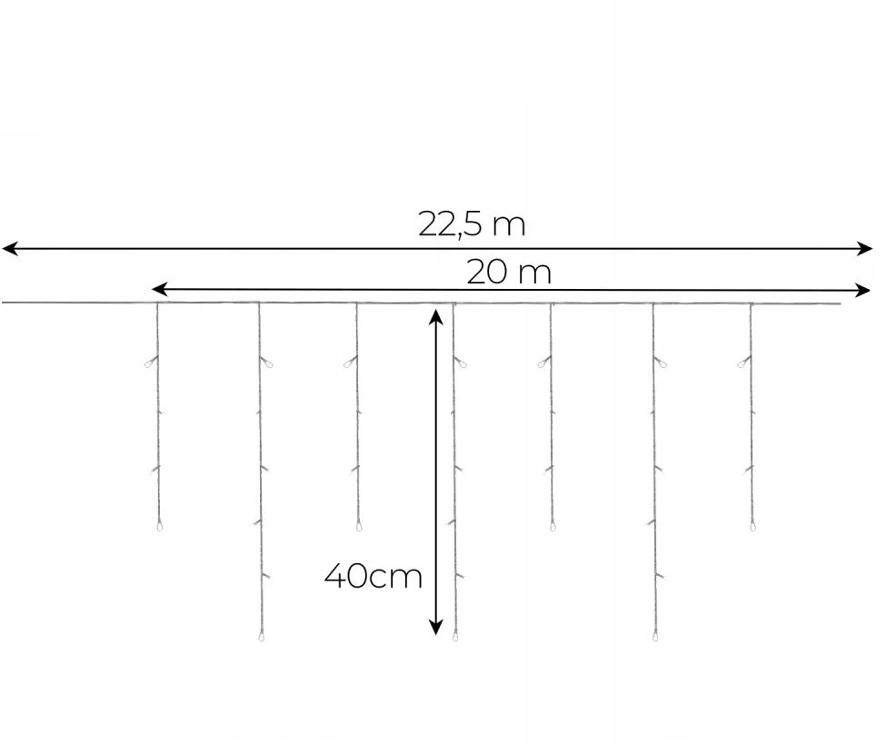 Girlianda varvekliai IceWarm IW500 BERIMAX 500 LED. 22.5 m. šilta balta