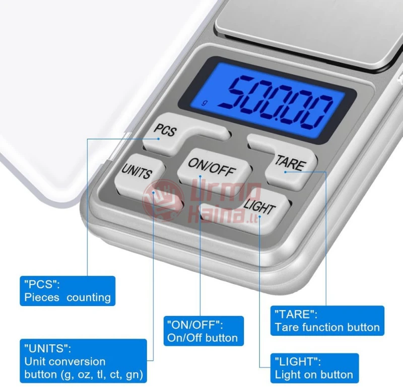 Virtuvinės svarstyklės Graminės juvelyrinės svarstyklės 500-001g 5203