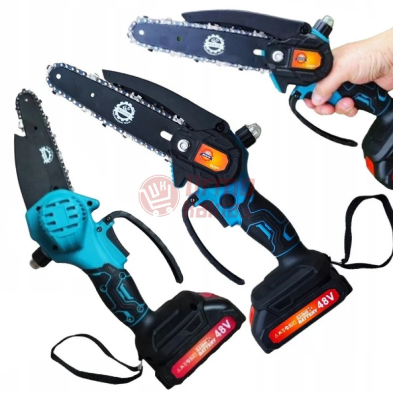 Grandininis pjūklas Akumuliatorinis grandininis genėjimo pjūklas su grandinės tepimu MEISTER MS-030 + 2 akumuliatoriai 6"+6" 850 W