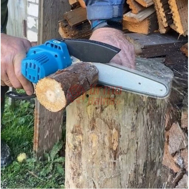 Grandininis pjūklas Akumuliatorinis grandininis genėjimo pjūklas su grandinės tepimu MEISTER MS-030 + 2 akumuliatoriai 6"+6" 850 W
