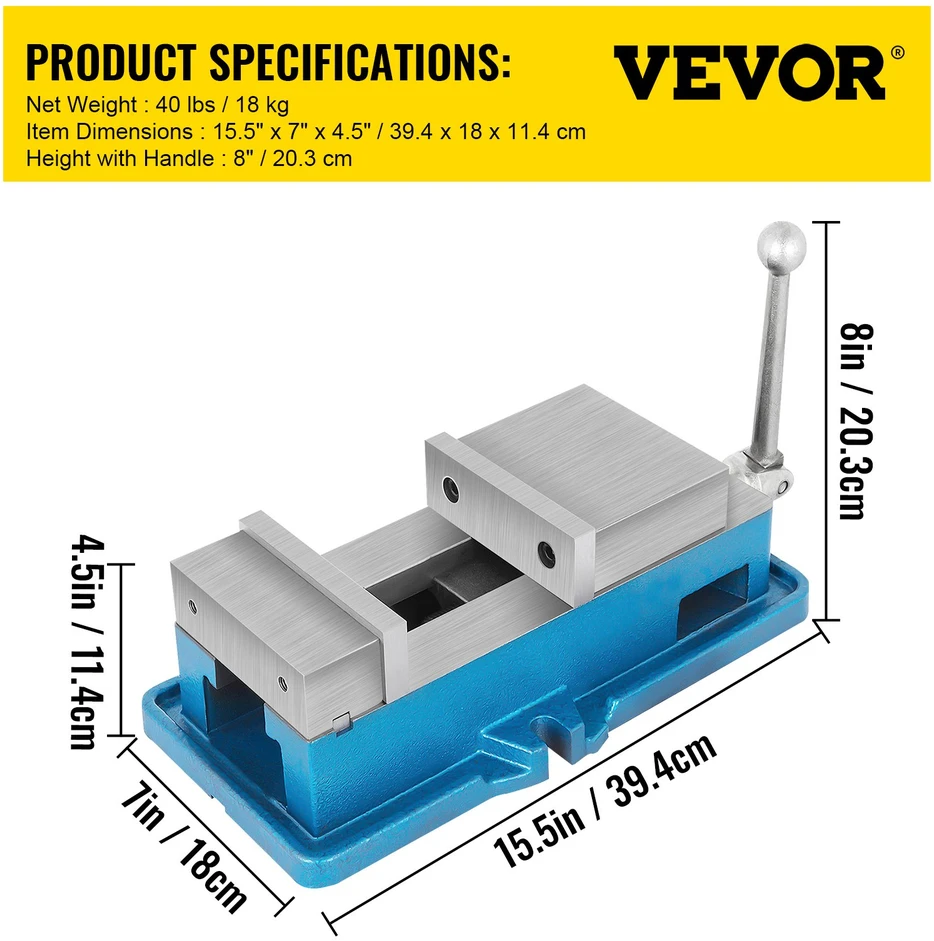 Gręžimo/frezavimo spaustuvas atvėrimas 125mm spaudimo jėga 24kN