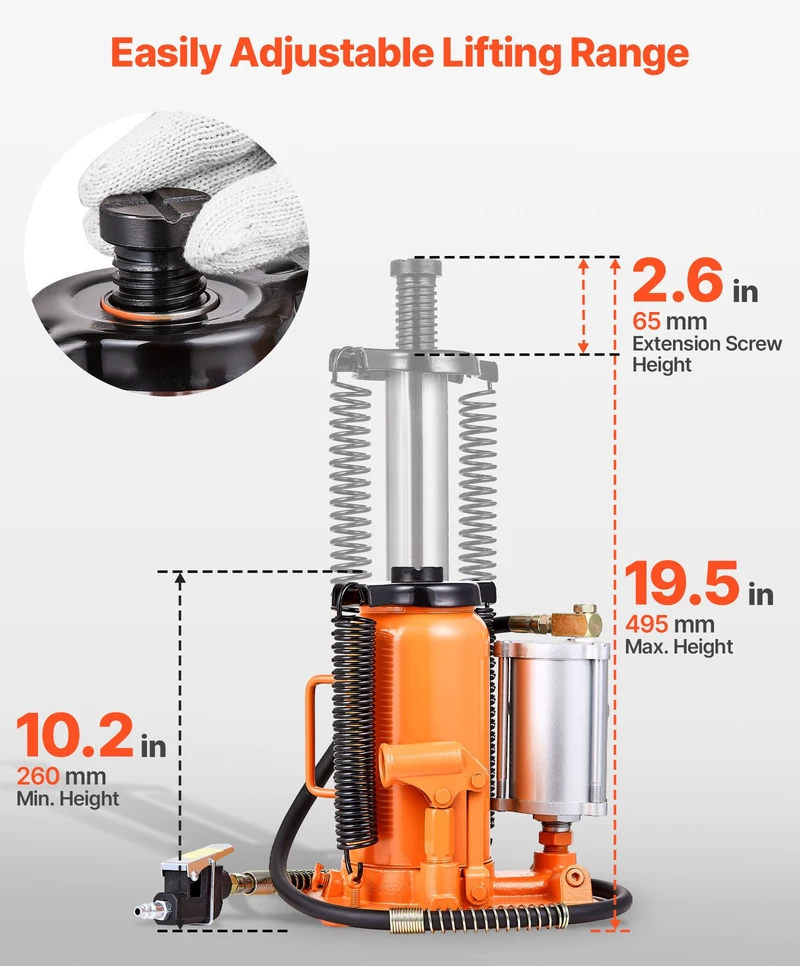 Grindinis lazdelės tipo keltuvas 20T kėlimo diapazonas 260-495 mm