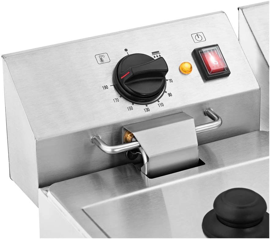 Gruzdintuvė Dviguba elektrinė gruzdintuvė su kranais ir termostatu 2x8L pilka