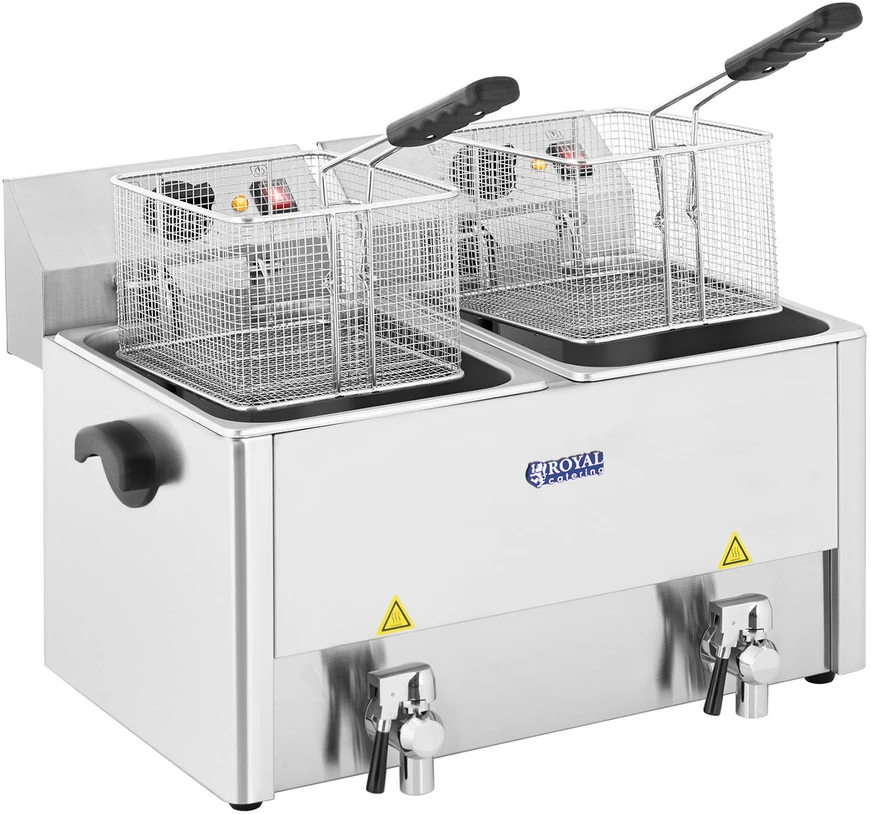 Gruzdintuvė Dviguba elektrinė gruzdintuvė su kranais ir termostatu 2x8L pilka