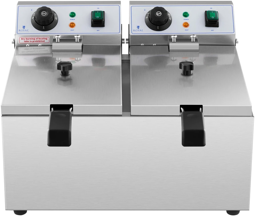 Gruzdintuvė Elektrinė dviguba gruzdintuvė 230 V 2 x 3200W 2 x 8 L nerūdijantis plienas
