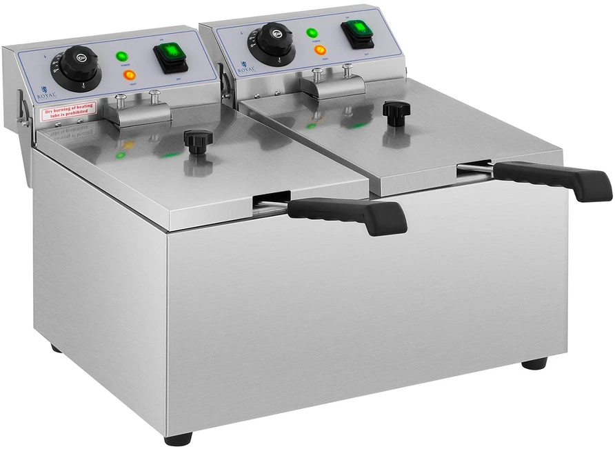 Gruzdintuvė Elektrinė dviguba gruzdintuvė 230 V 2 x 3200W 2 x 8 L nerūdijantis plienas
