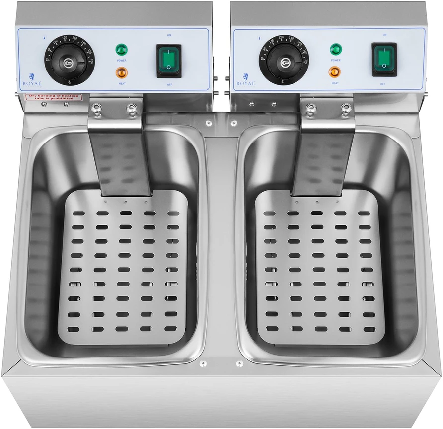 Gruzdintuvė Elektrinė dviguba gruzdintuvė 230 V 2 x 3200W 2 x 8 L nerūdijantis plienas