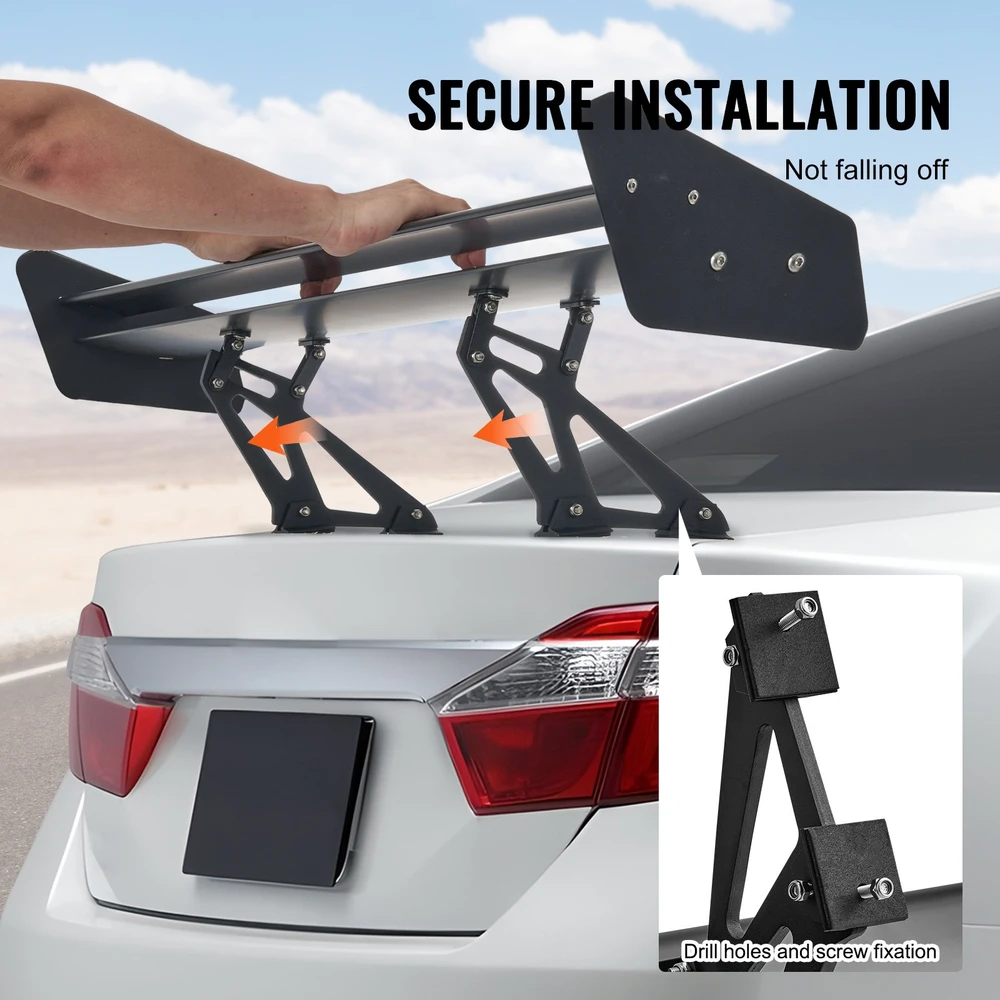 GT Wing automobilio galinis spoileris 1350 mm. dviejų plokščių. aliumininis. juodas