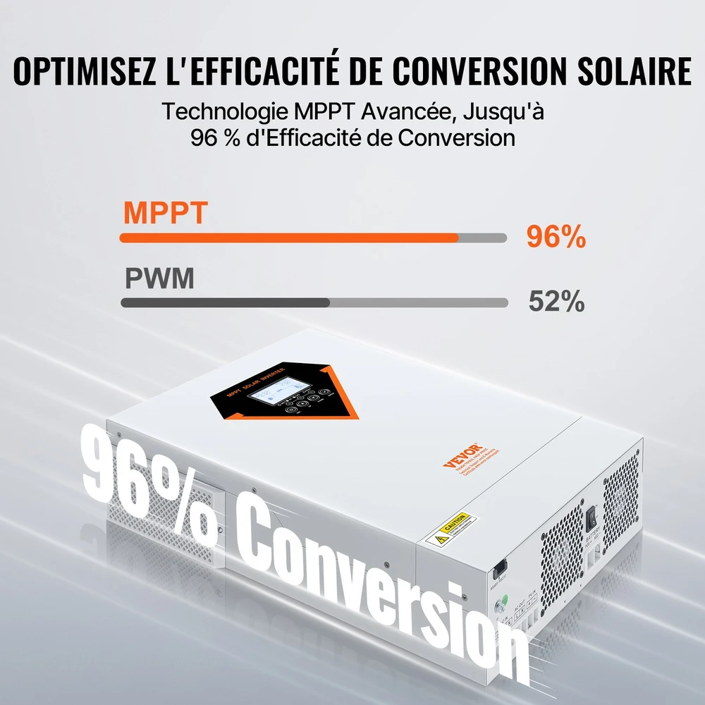 Hibridinis saulės inverteris 5500W 230V grynos sinusinės bangos su integruotu MPPT 100A reguliatoriumi