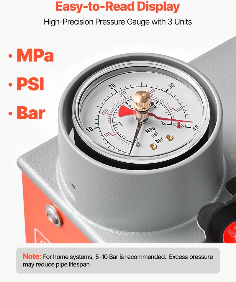 Hidrostatinio slėgio bandymo siurblys 6.06 l. 0-30 barų. vamzdynams