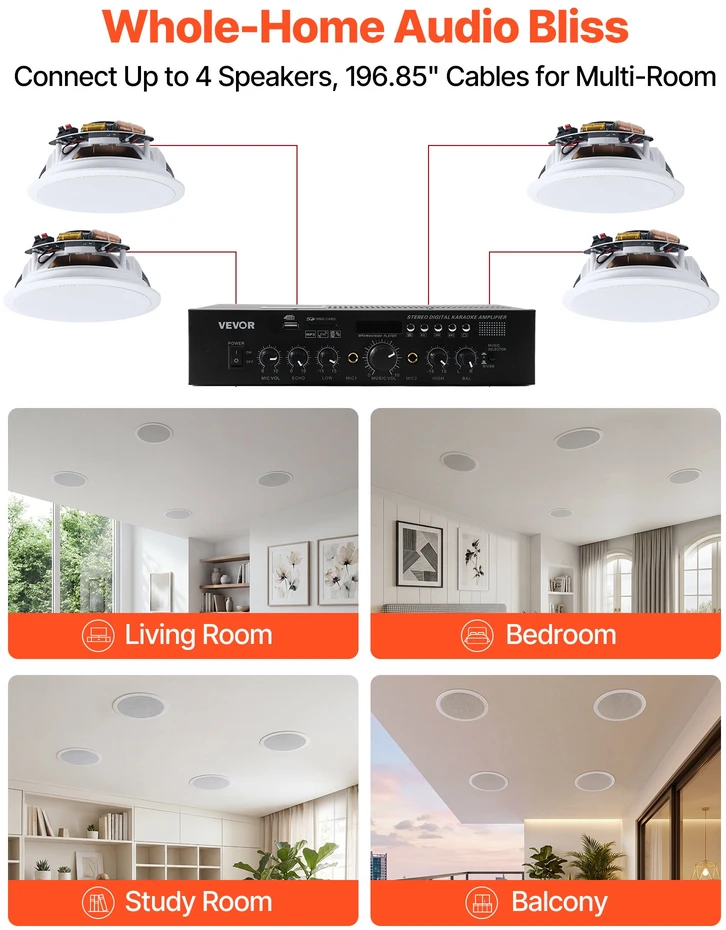 Namų kino sistema Įmontuojamų Bluetooth garsiakalbių komplektas 4 vnt.. 165.1 mm. 150 W