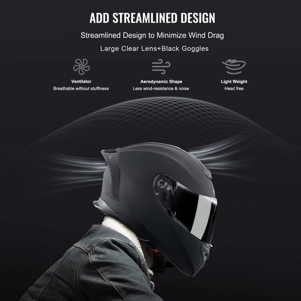 Integralus motociklininko šalmas su Bluetooth jungtimi. keičiamais stiklais. dydis L. juodas