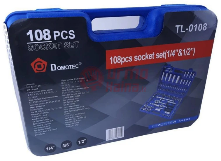 Įrankių galvučių komplektas Domotec 108 dalių