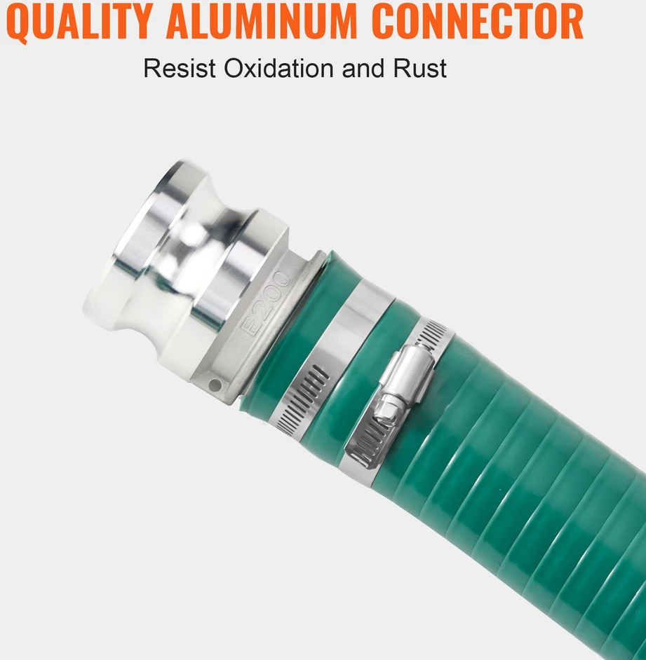 Įsiurbimo žarna 508 mm x 610 m žalia su camlock jungtimis ir aliuminio movomis