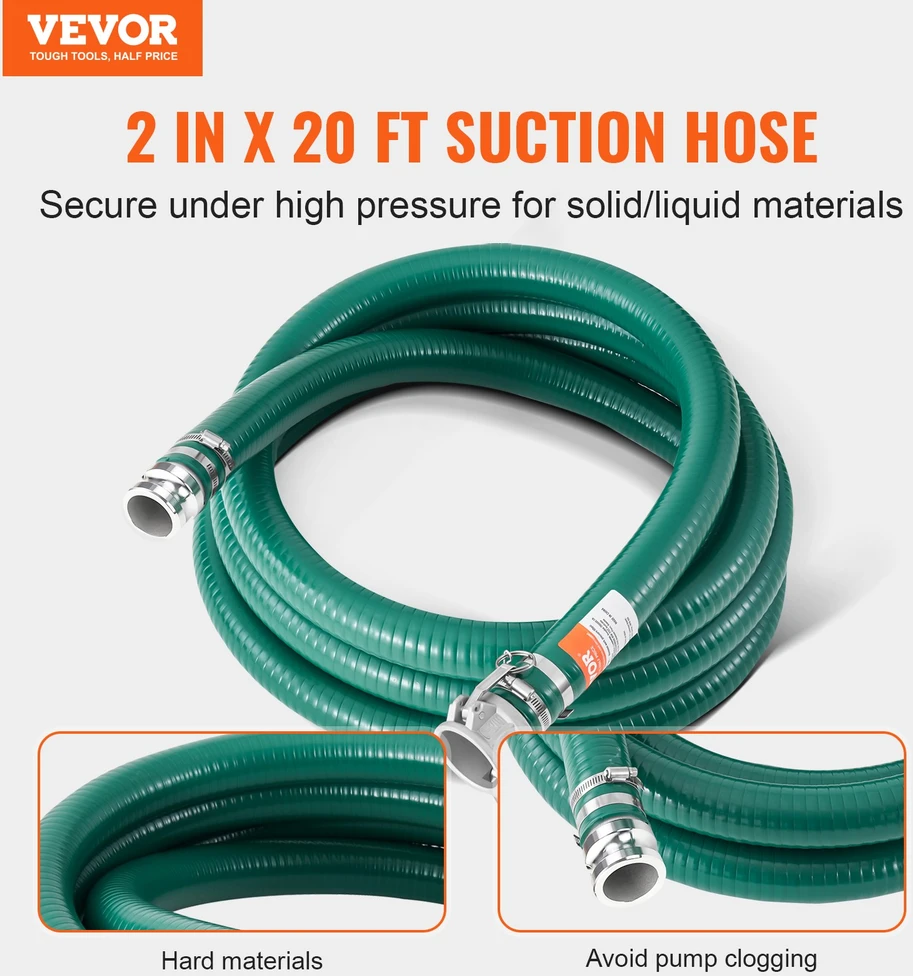 Įsiurbimo žarna 508 mm x 610 m žalia su camlock jungtimis ir aliuminio movomis