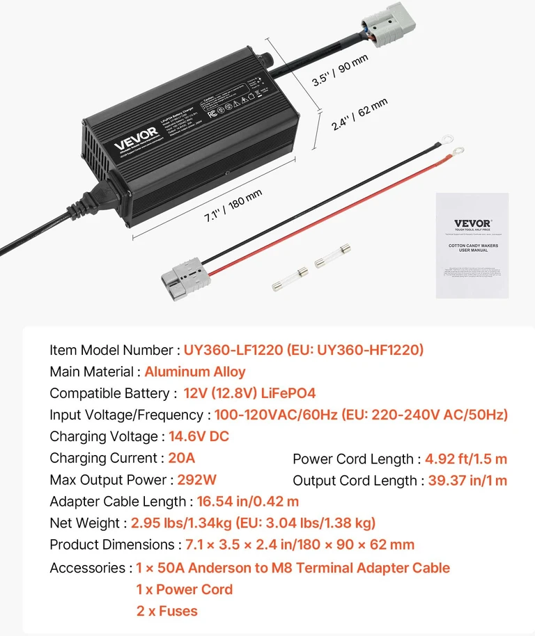 Išmanusis LiFePO4 akumuliatorių įkroviklis 12 V 20 A. 14.6 V. valčių ir kemperių baterijoms