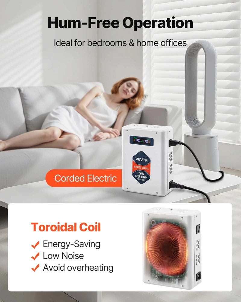 Įtampos keitiklis-transformatorius 3000 VA. 220 V į 110 V. su USB išvestimi