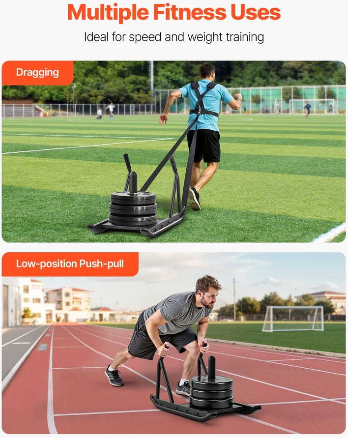Jėgos rogutės sportui. plieninės. su rankena. diskams 25 ir 51 mm. juodos