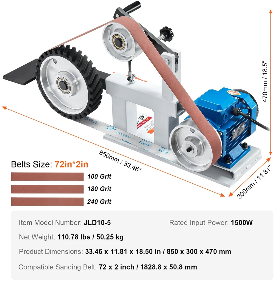 Juostinė šlifavimo-poliravimo mašina 1500W juosta 18288x508mm su VFD