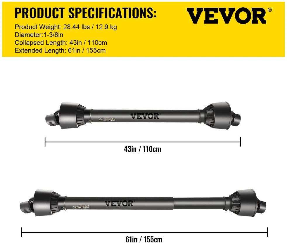 Kardaninis pavaros velenas T4. traktoriaus pusė. 34.9 mm. 6 griovelių. ištęsiamas 1100-1550 mm