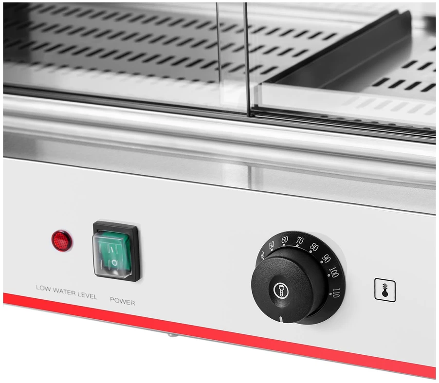 Karštų dešrainių šildytuvas su vitrina 2400 W 30-110°C