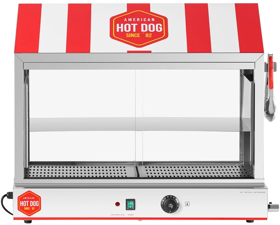 Karštų dešrainių šildytuvas su vitrina 2400 W 30-110°C