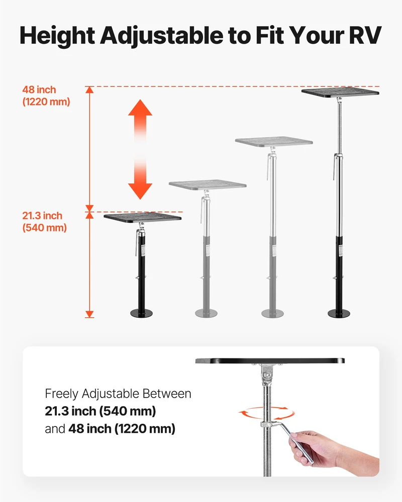 Kelio domkratų atramos automobiliams-namams. 2 vnt.. keliamoji galia iki 453.59 kg