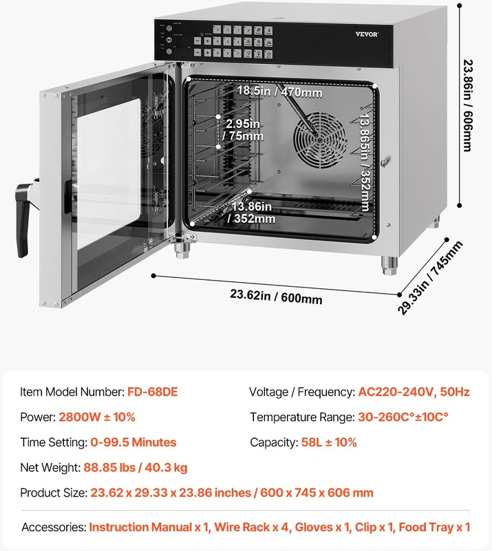 Kepimo / gaminimo įranga 2800 W talpa 58 l
