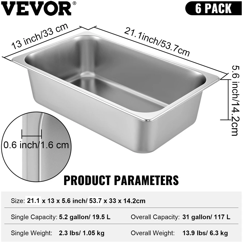 Kepimo / gaminimo įranga talpa 20.5 l 530 x 325 x 150 mm