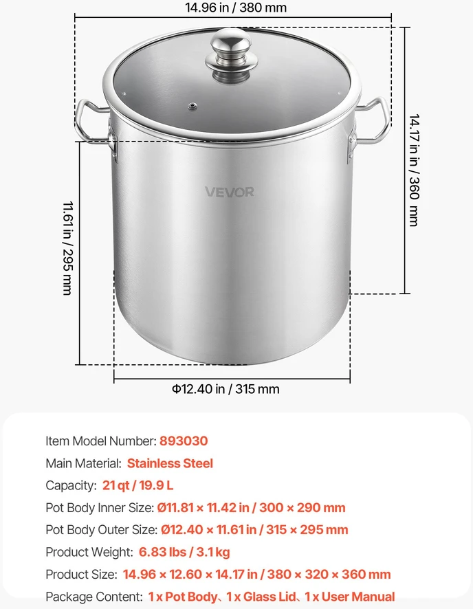Keptuvė / puodas talpa 19.9 l