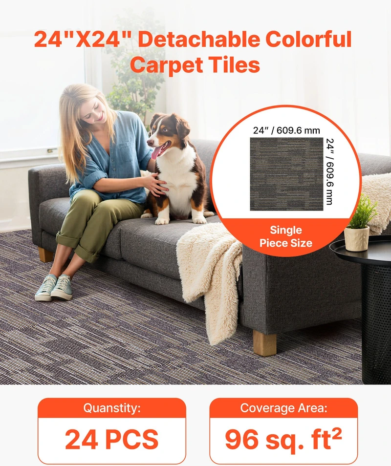 Kilimo plytelės 610 x 610 mm. 24 vnt.. pilkos ir rudos