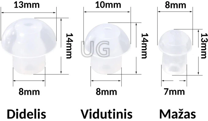 Klausos aparato silikoninių antgalių komplektas