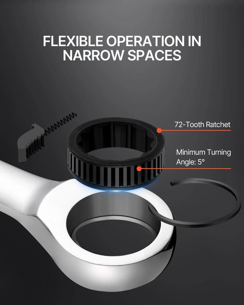 Kombinuotų raktų komplektas su spragtuku 30 vnt. Cr-V plienas SAE 1/4-1 col. ir metrinės 8-24 mm