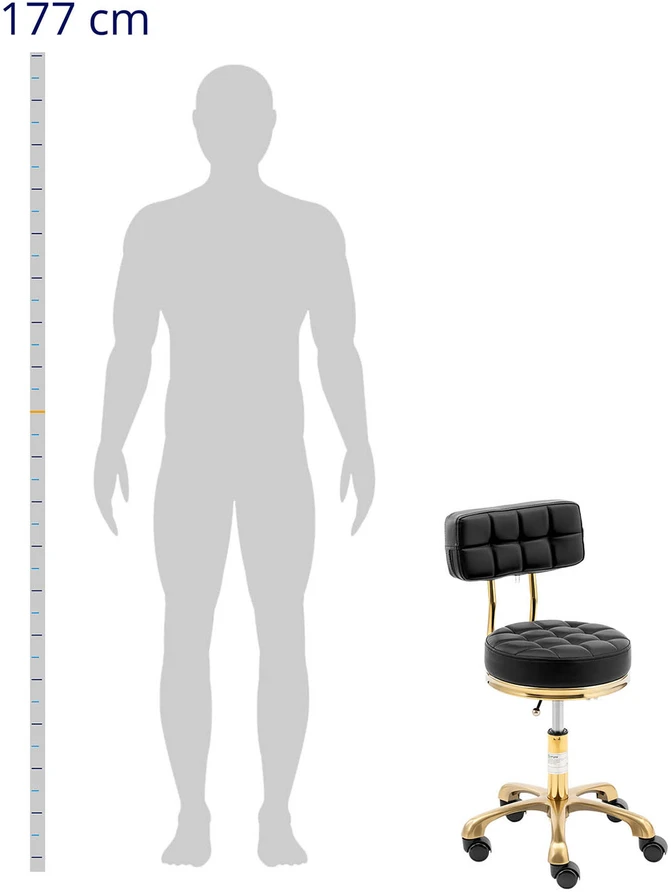Kosmetinė kėdė iki 150 kg juodos/aukso spalvos