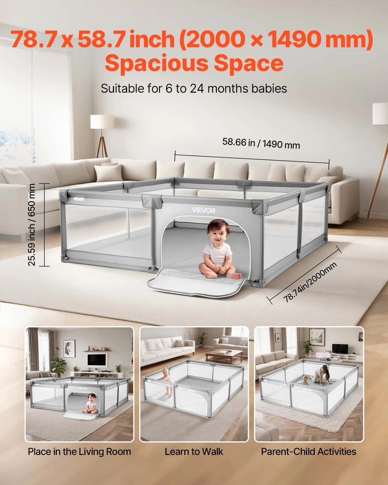 Kūdikių žaidimų aptvaras 2000x1490mm veiklos centras vidui/lauke