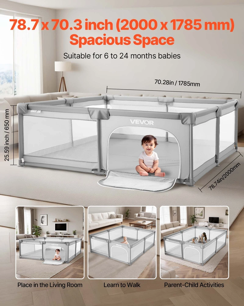 Kūdikių žaidimų aptvaras 2000x1785mm veiklos centras vidui/lauke
