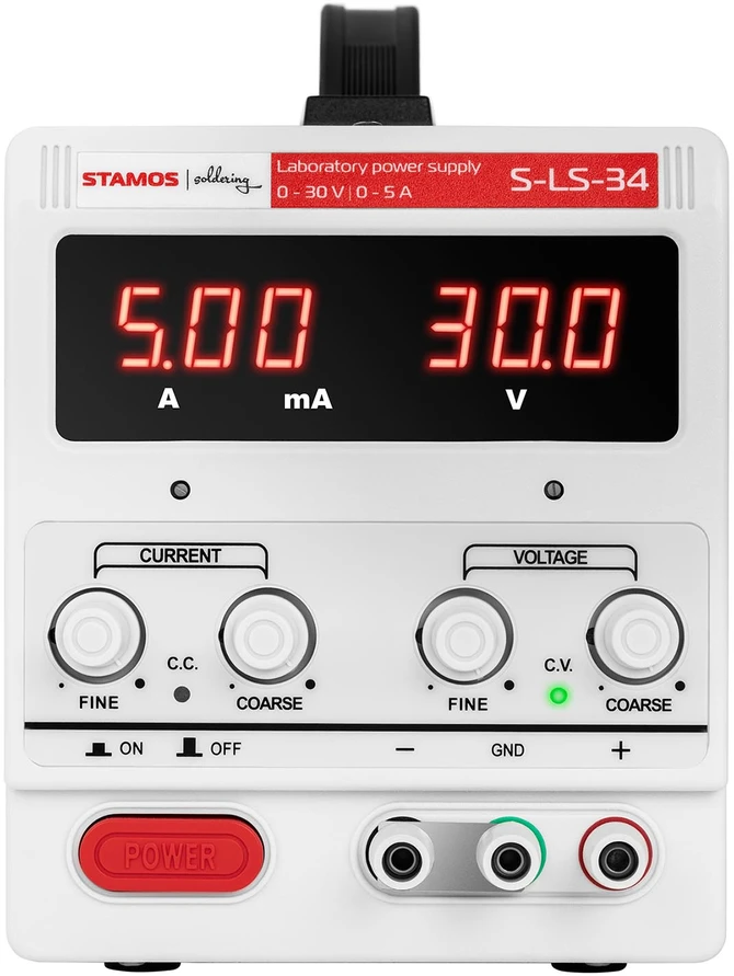 Laboratorinis maitinimo šaltinis 0-30 V 0-5 A DC 205 W juodas