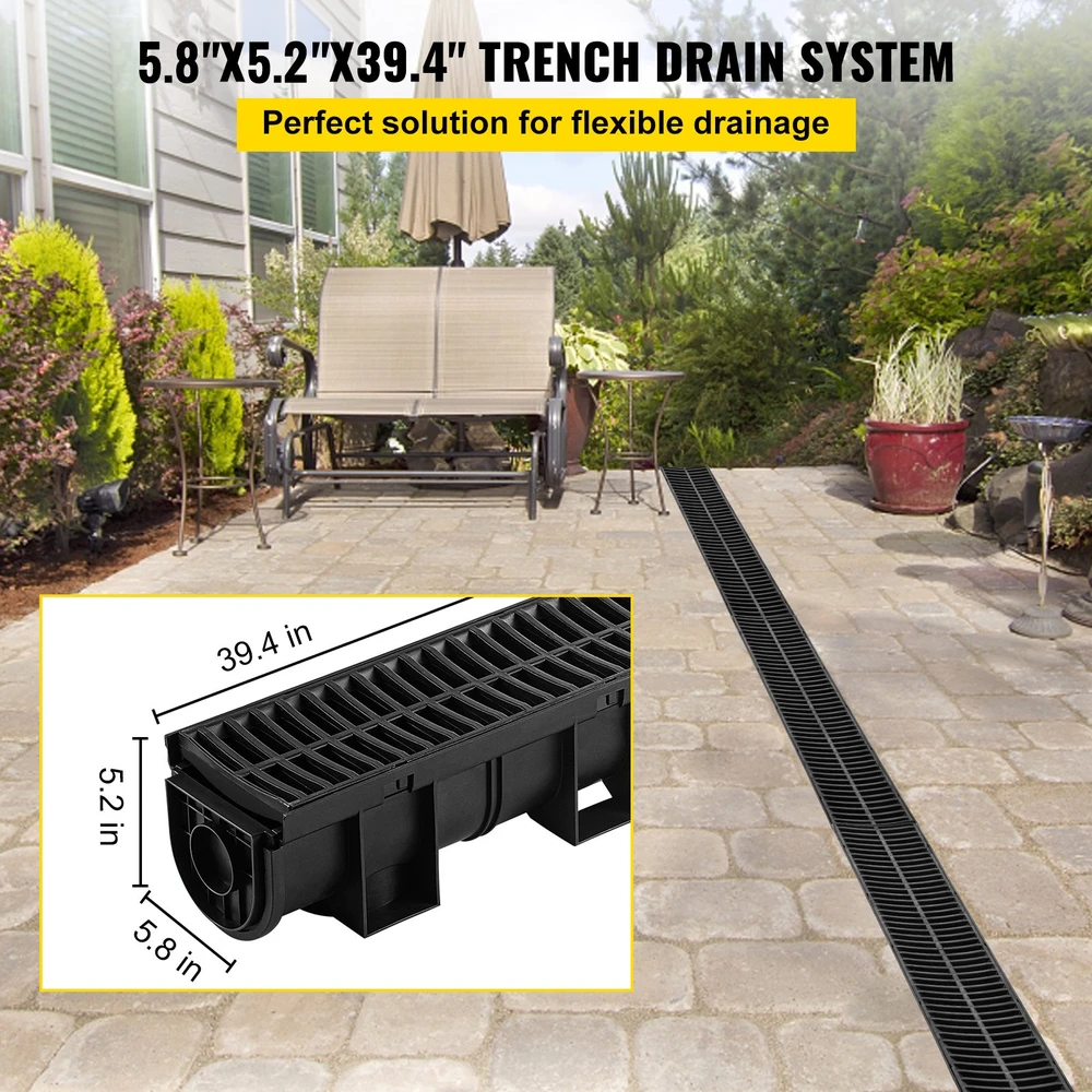 Latako drenažo sistema. HDPE. 15 x 13 x 100 cm. su grotelėmis