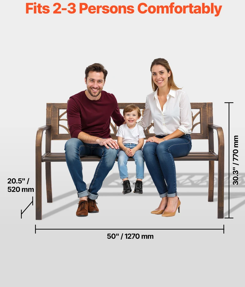 Lauko suoliukas 127 cm. anglies plieno rėmas. plastikinis atlošas su gėlių raštu