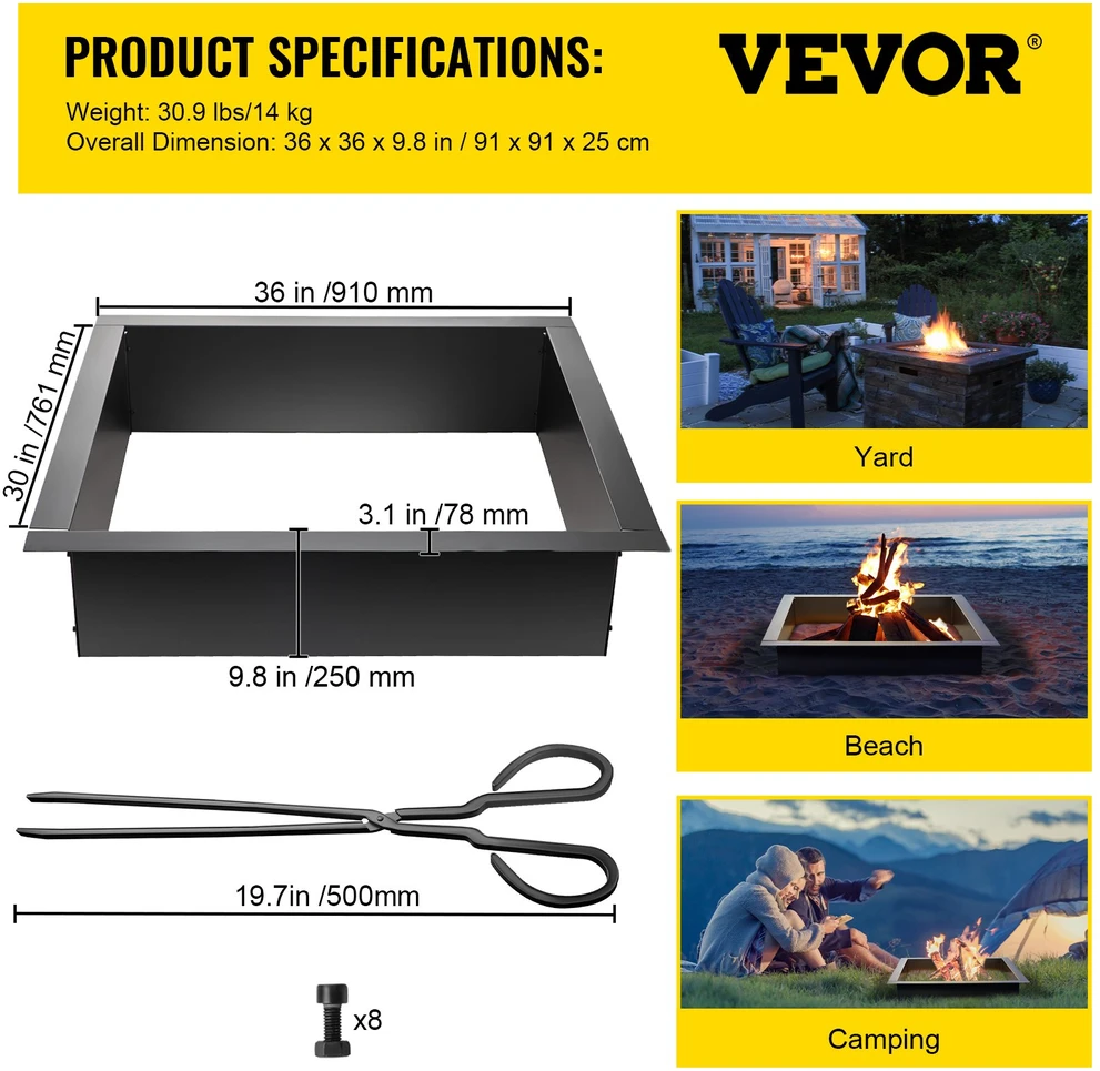 Laužavietės žiedas. išorinis skersmuo 91 cm / vidinis skersmuo 76 cm. storis 1.5 mm. plieno DIY laužavietės apvadas kiemui