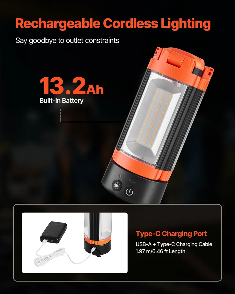 LED darbo lempa su atrama įkraunama 132Ah baterija be laido