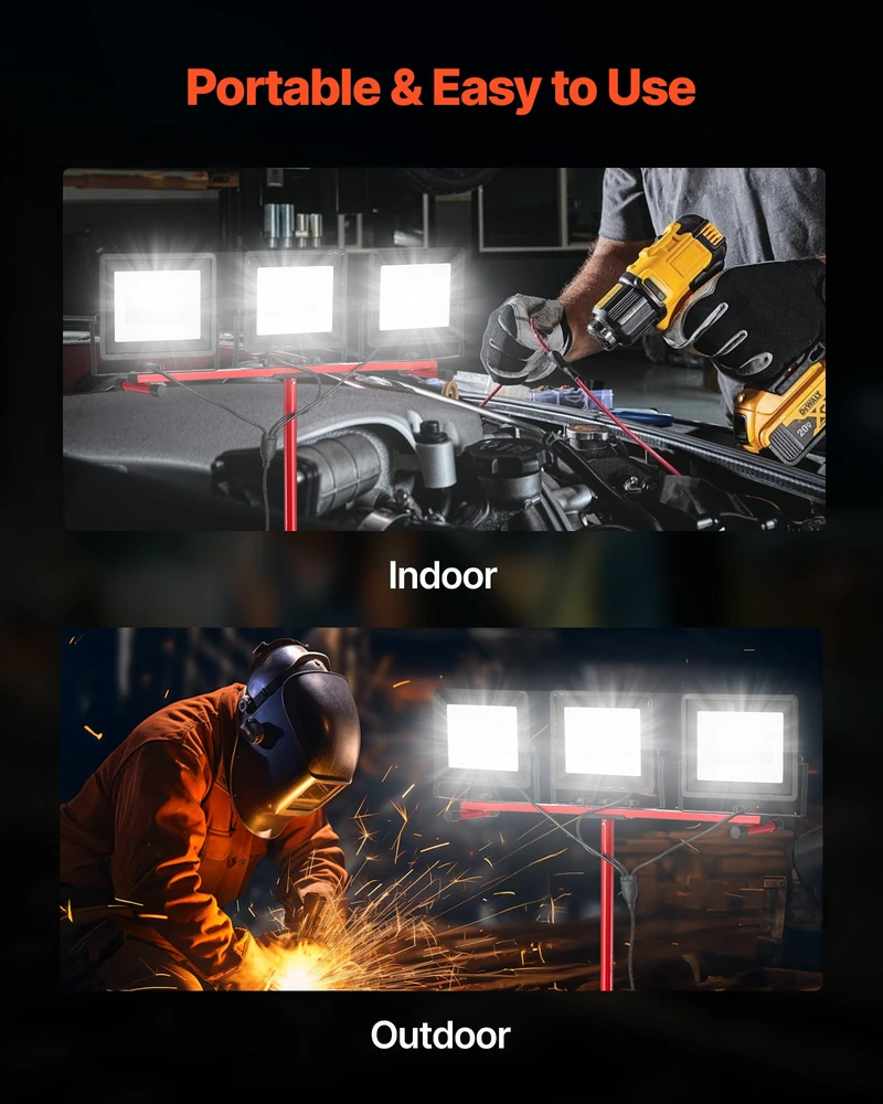 LED darbo lempa su trikoju 15000 lm nešiojama